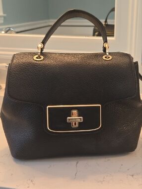 Classic Black Leather Top-Handle Satchel
